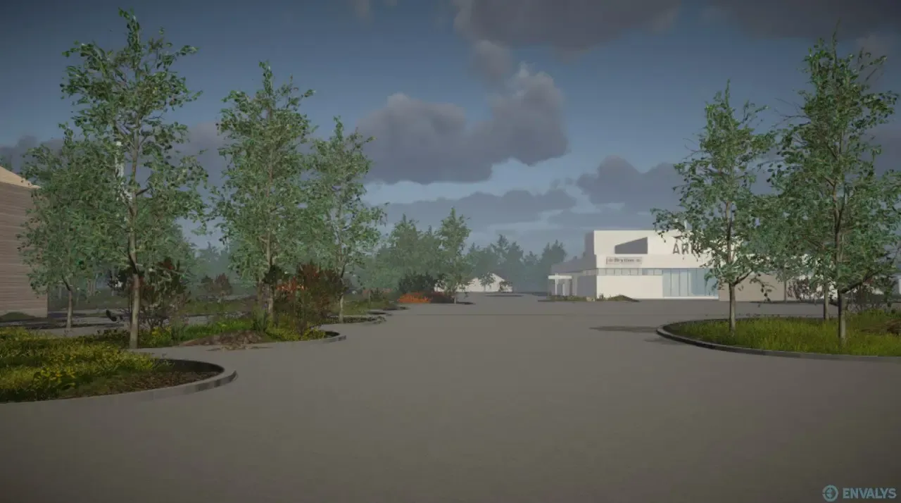 The virtual replica of Árnes, showing planned future development in context