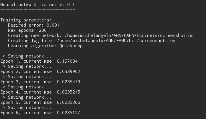 Neural network training process
