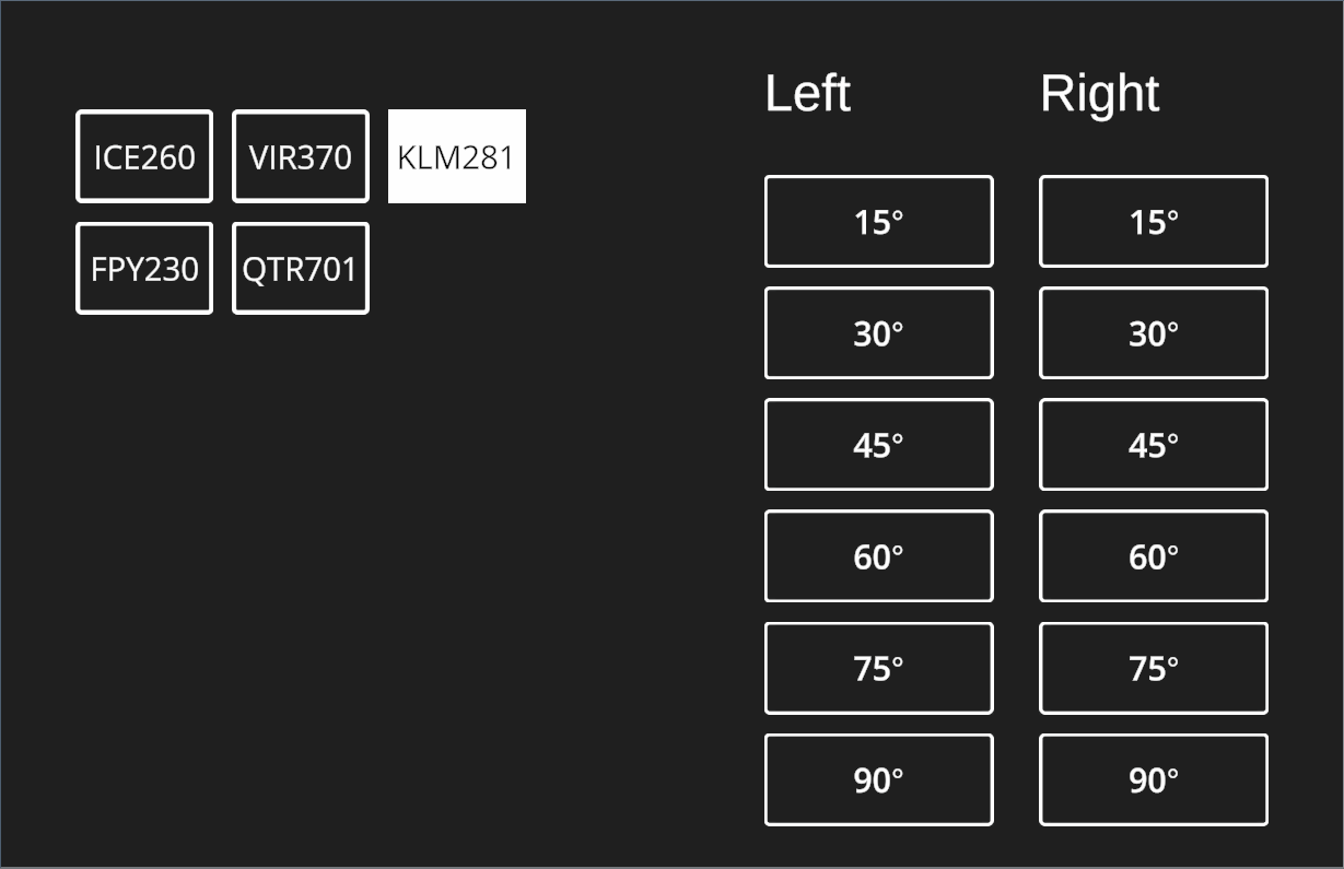 VR Air Traffic Controller Controls GUI