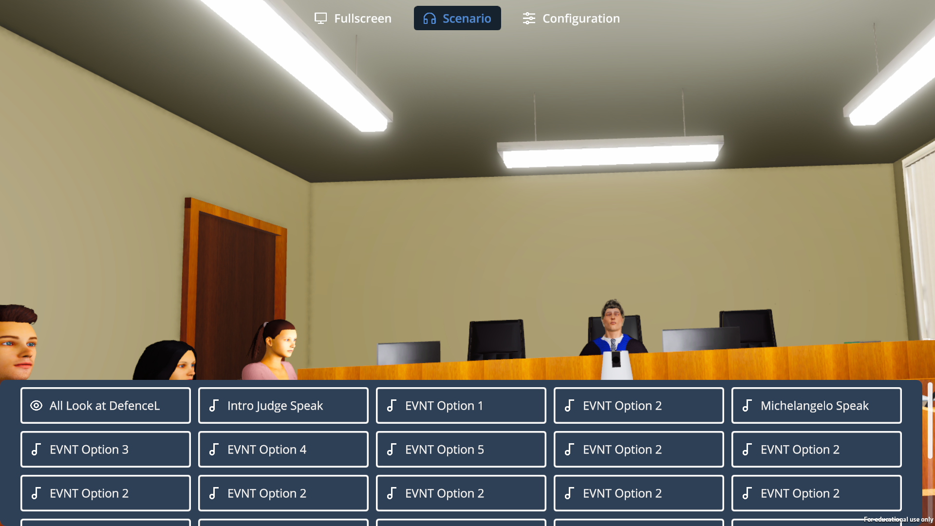 VR Courtroom GUI